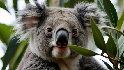 koala face with forest background