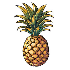 A pineapple is drawn in a cartoon style with a yellow color