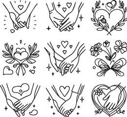 set of hand drawn Heart