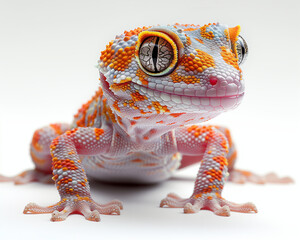 Ultra-Realistic Colorful Gecko on Pristine White Background