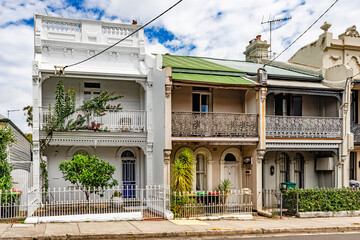 Historic Victorian terraced houses in Paddington, a district of Sydney, Australia