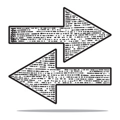 arrow icon vector engraving style hand drawn element black and white