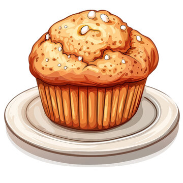 golden muffin on plate clip art preview