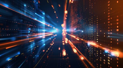 Naklejka premium Teknologi data digital, ruang siber digital, transfer data digital internet berkecepatan tinggi, teknologi masa depan