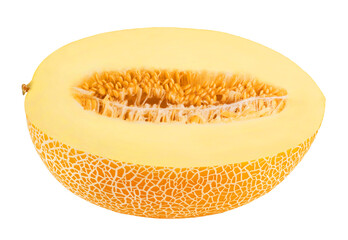 Half of a ripe melon isolated on a transparent background.