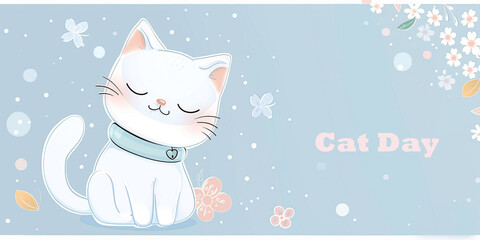 A cat in the background and celebrate International Cat Cay Day