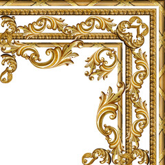 Golden baroque and  ornament elements.