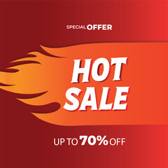 Hot Sale banner template design. special offer campaign or promotion for social media and website , up to 70% off
