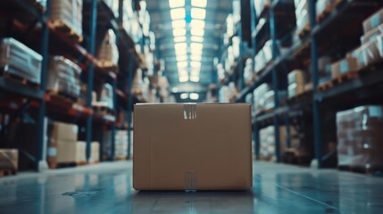 urgent asap cardboard package ready for express shipment in warehouse logistics concept