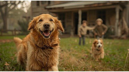 Fototapeta premium golden retriever in the park
