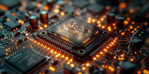 Obraz premium Futuristic Fusion: Abstract Textures Meet Technology Elements