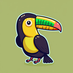 cute toucan bird with feathers logo coutout sticker generative ai