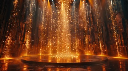 The stage is set of lights