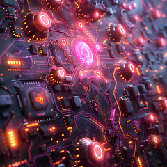 Techno Dreamscape: Holographic Displays & Circuit Boards Unite