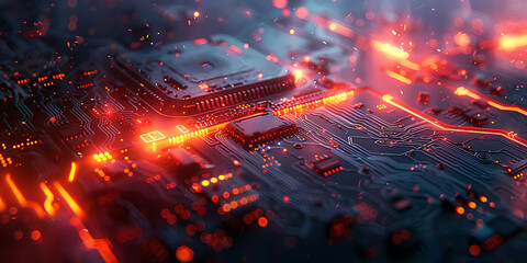 High-Tech Innovation Canvas: Swirling Textures Meet Circuit Boards