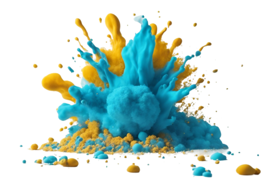paint yellow color light print cloud powder magenta holi cyan white clouds abstract colorful blue isolated CMYK explosion sky key concept smoke
