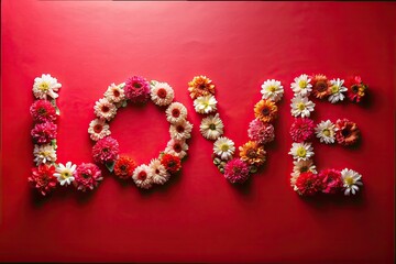 Colorful floral arrangement spelling love - Powered by Adobe