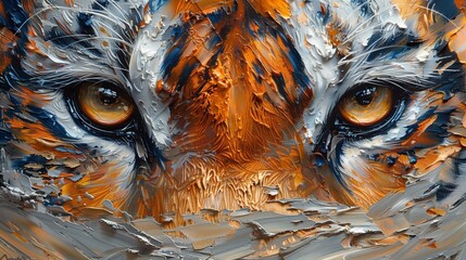 Eyes of a tiger , close-up oil paint image