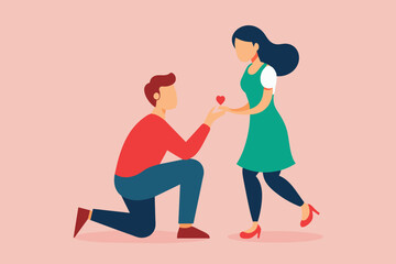 boyfriend proposing vector illustration