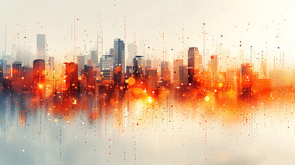 Abstract Technology Canvas with Orange Accent