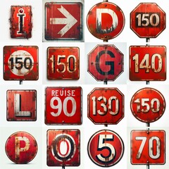 Red Road traffic sign Lettering Typeface. AI generated illustration