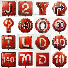 Red Road traffic sign Lettering Typeface. AI generated illustration