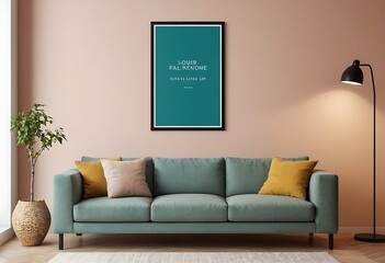 Frame mockup, ISO A paper size. Living room poster mockup. Interior mockup with house white background. Modern interior design. 3D render