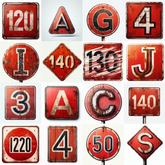 Red Road traffic sign Lettering Typeface. AI generated illustration