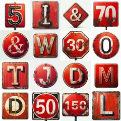 Red Road traffic sign Lettering Typeface. AI generated illustration