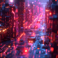 Fototapeta premium High-Tech Circuit Board Landscape with Abstract Background and Neon Accents