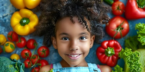 Fototapeta na wymiar Challenges in promoting nutritious meals: A child's resistance to eating vegetables. Concept Nutrition education, Parenting tips, Healthy recipes, Picky eaters, Meal planning