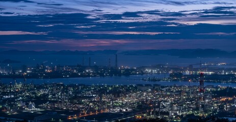japan city skyline at dusk night