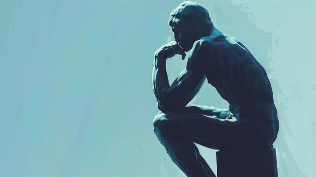 the thinker sculpture deep in contemplation philosophy concept illustration