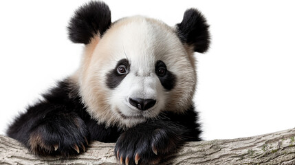 Naklejka premium Adorable Panda Bear in Natural Surroundings isolated on a transparent background