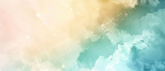 Fototapeta premium abstract watercolor design with blue beige background and white cloudy center