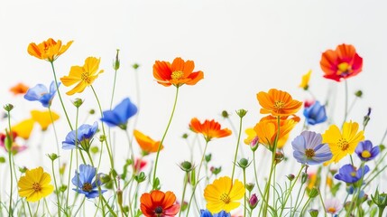 vibrant flowers blooming in isolation on pure white background abstract photo