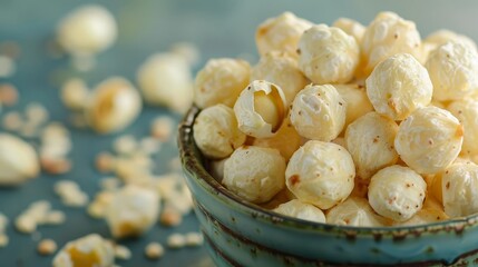 nutritious makhana fox nuts or lotus seeds closeup food photography