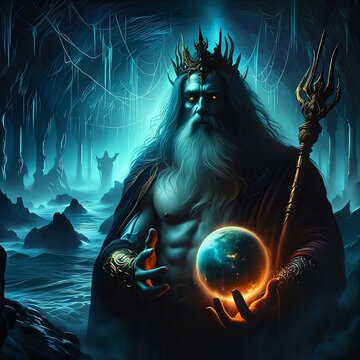 Hades Greek god of the underworld. Ruler over death and the dead. Brother of Zeus and Poseidon. God of Olympus. Ancient Greek mythology. Charon the ferryman. Generative AI	