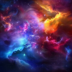 Naklejka premium Exploring the Colorful Cosmos Delving into Space -Galaxies - Clouds and Nebulas