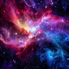 Naklejka premium Exploring the Colorful Cosmos Delving into Space -Galaxies - Clouds and Nebulas