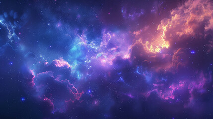 Fantasy Starry Night Sky in Blue and Purple A Magical Journey Through Celestial Colors and Dreamlike Landscapes