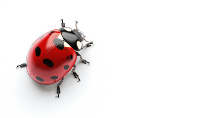 Beautiful Red Ladybug with Black Spots isolated on a white background
