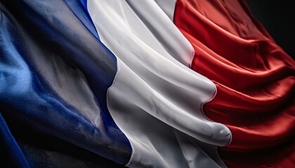 Flag of France close up in dramatic lighting