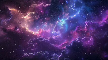 Fantasy Starry Night Sky in Blue and Purple A Magical Journey Through Celestial Colors and Dreamlike Landscapes