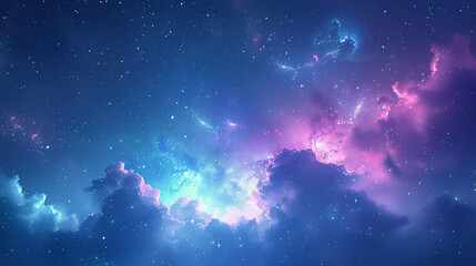 Fantasy Starry Night Sky in Blue and Purple A Magical Journey Through Celestial Colors and Dreamlike Landscapes