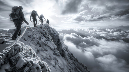 Climber Scaling Rocky Mountain