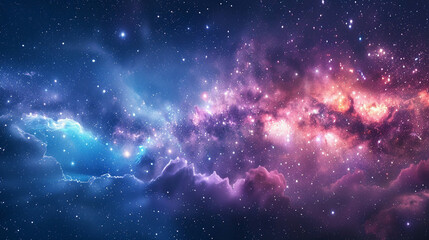 Fototapeta premium Fantasy Starry Night Sky in Blue and Purple A Magical Journey Through Celestial Colors and Dreamlike Landscapes