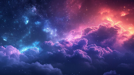 Fantasy Starry Night Sky in Blue and Purple A Magical Journey Through Celestial Colors and Dreamlike Landscapes