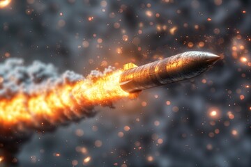 Burning bullet speeding through the air