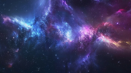 Naklejka premium Fantasy Starry Night Sky in Blue and Purple A Magical Journey Through Celestial Colors and Dreamlike Landscapes